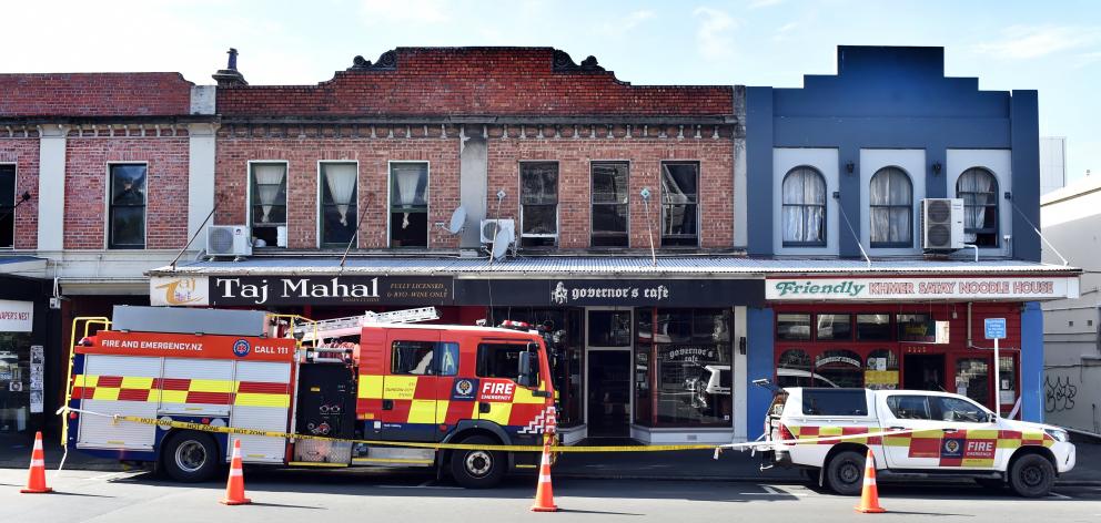 Firefighters attended a fire at Taj Mahal in George St on April 4. PHOTO: PETER MCINTOSH