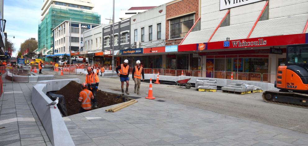 Work continues on the Farmers block of the George St redevelopment on Monday where most of the...