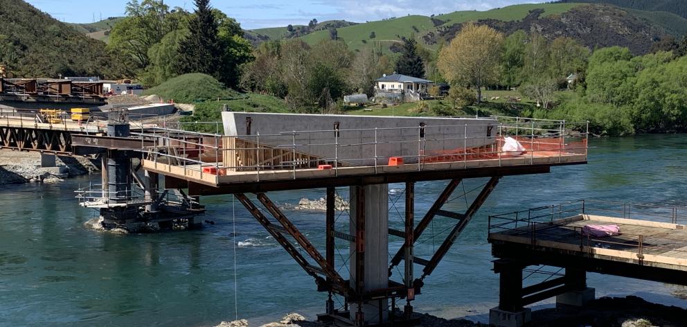 The concrete pierhead. Construction of the brige began in January this year and is expected to be...