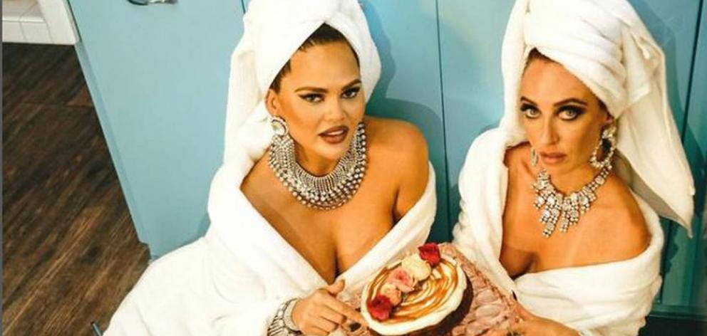 Chrissy Teigen and Jordan Rondel, aka The Caker. Photo: Supplied