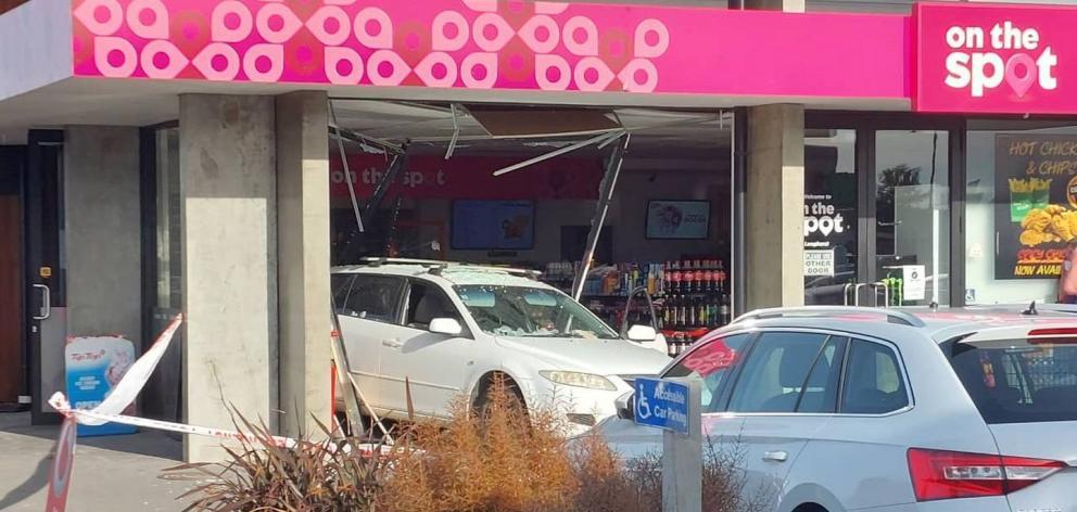 The scene of an early morning ram-raid in Christchurch. Photo: NZME