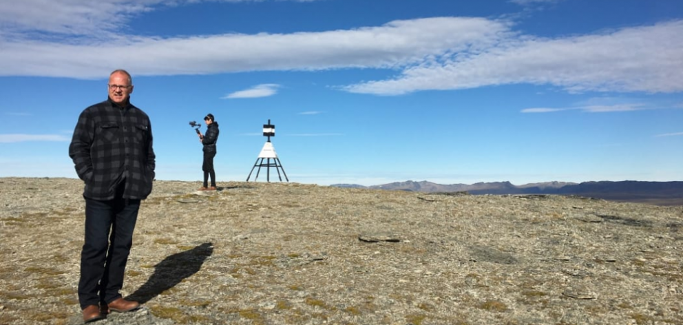 Filming on the Old Man Range in Central Otago. Photo: Supplied