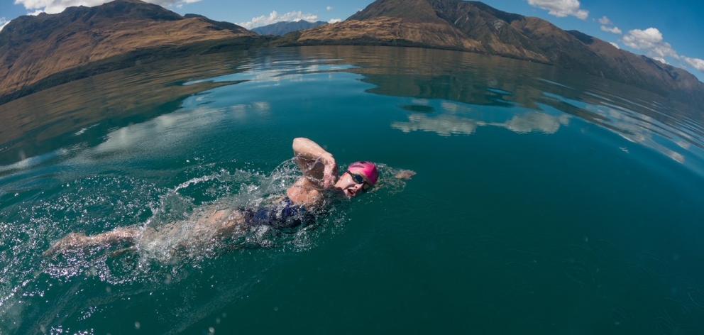 Wānaka lake swimmer Camille Gulick at the weekend became the third person to swim the length of...