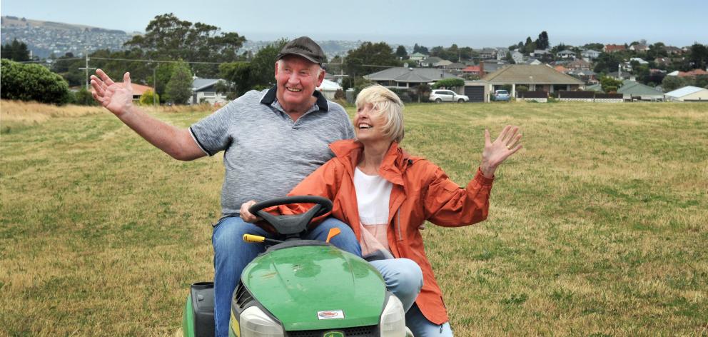John and Mary Kidston on their Wakari land, which may soon be open for residential development....