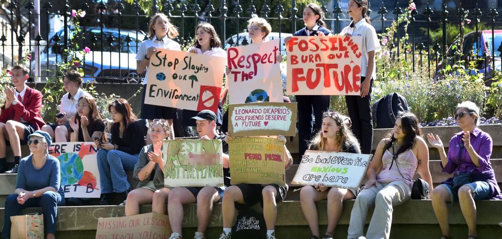 People young and old gathered in the Octagon, in Dunedin, yesterday to protest inaction on...