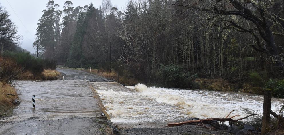 The ford over Silver Stream at Whare Flat the morning after the vehicle was washed away. Photo:...