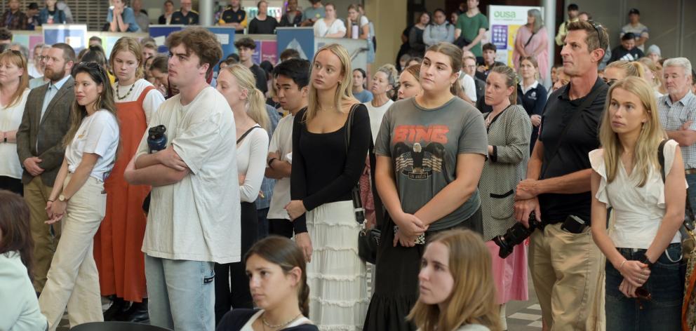 The crowd watches as the Sophia Charter is unveiled. 