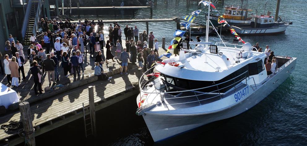 A crowd turned out at Careys Bay on Saturday to celebrate the launch of the fishing boat Elodie....