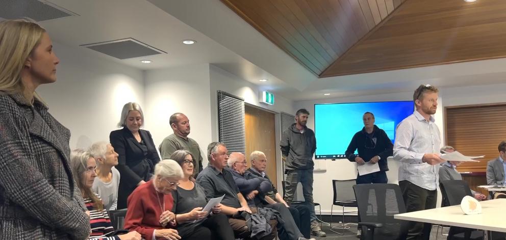 Alexandra Half Mile Reserve Community Group spokesman Chris Winter addresses the Central Otago...