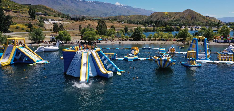 The Kiwi Water Park has become a popular attraction on the shores of Lake Dunstan over the summer...