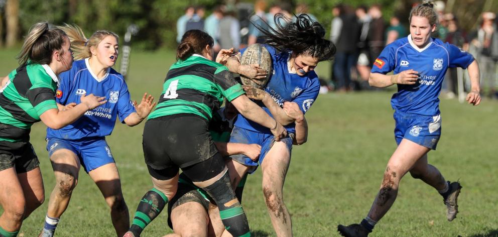 Prebbleton flanker Saqqara Winter attempts to break away from Springston’s defence in their 45-14...