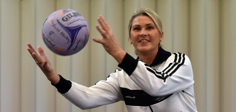 Julie Townsend in her Silver Ferns tracksuit from 1987. PHOTO: GREGOR RICHARDSON