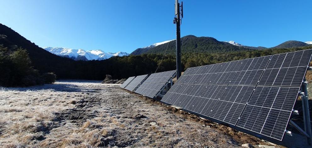 A cell tower was installed at Mirror Lake in Fiordland. PHOTO: JOHN CANSDALE