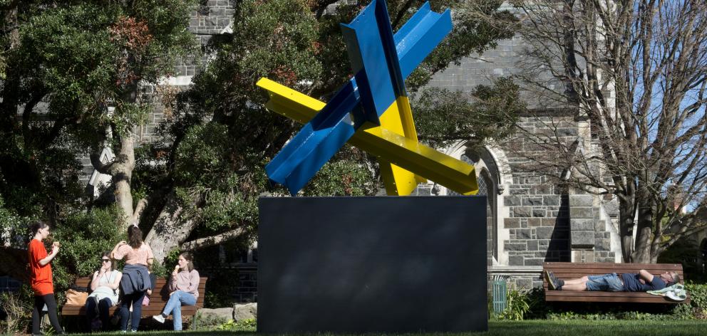 A temporary sculpture dedicated to the Ukraine war was installed on a new sculpture plinth in the...