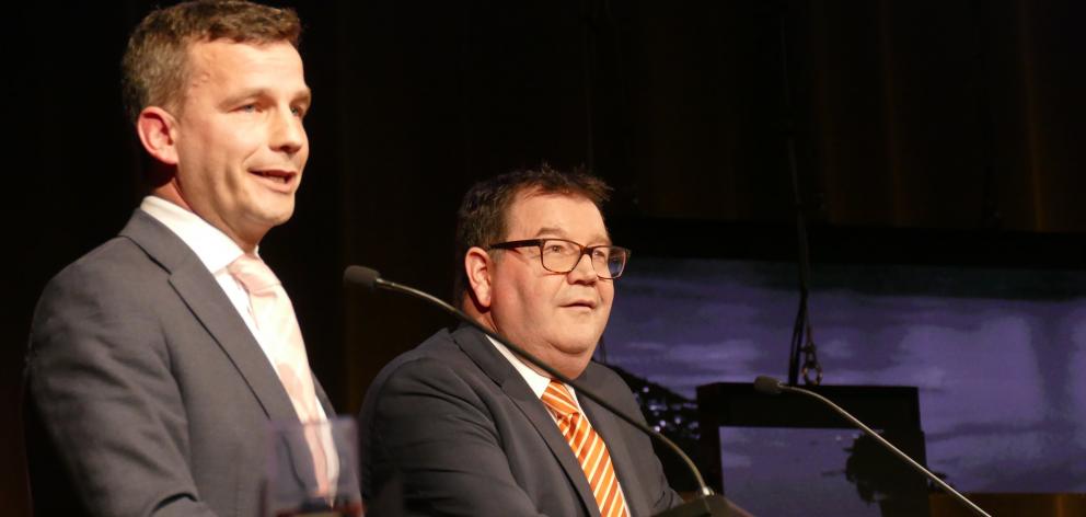 Act New Zealand leader David Seymour and Labour Finance spokesman Grant Robertson spar at the ASB...