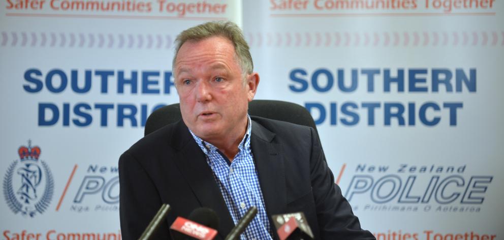 Detective Senior Sergeant Malcolm Inglis at a press conference in 2014. PHOTO: PETER MCINTOSH
