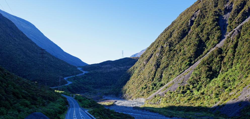 The Otira Gorge on State Highway 73. An average of 1500 vehicles a day use the Arthur's Pass...