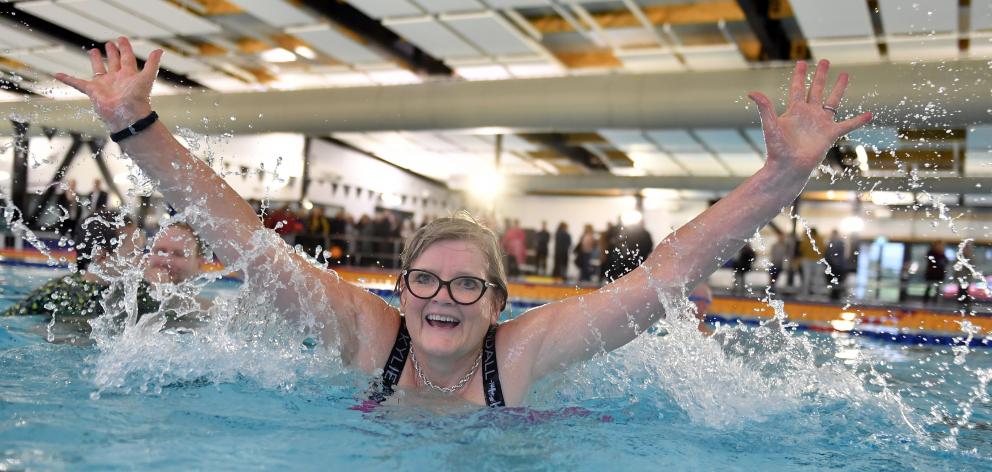 Irene Mosley is among the many who took a dip in Te Puna o Whakaehu, Mosgiel’s long-awaited new...