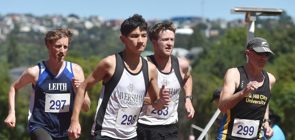 Otago 10,000m runners (from left) Nic Bathgate, Leon Miyahara, Nathan Shanks and Simon Rhodes get...