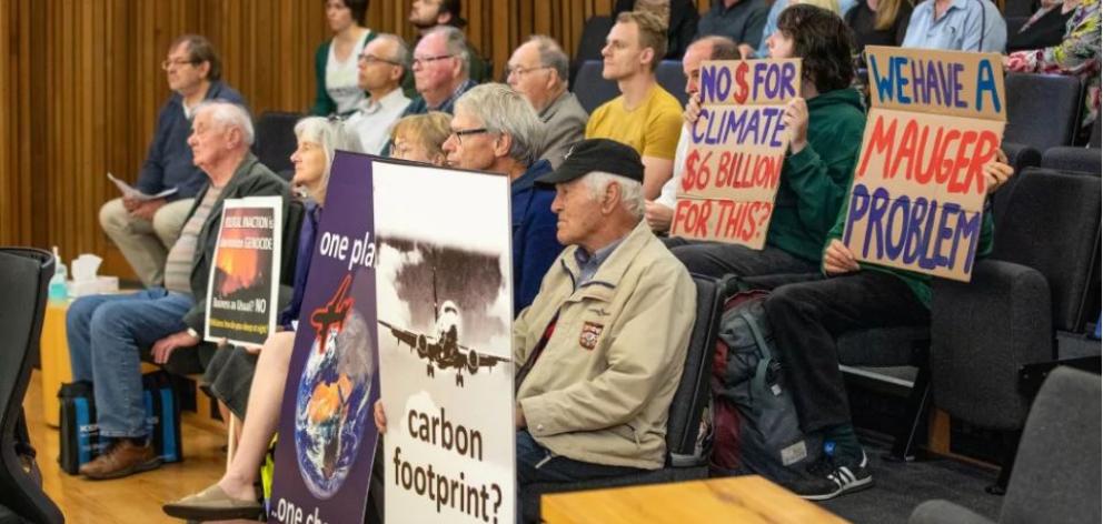 Protesters attend a Christchurch City Council meeting. Photo: RNZ / Nate McKinnon