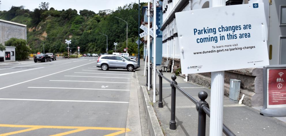 Parks are to be removed from Beach St outside the Port Chalmers Library. PHOTO: PETER MCINTOSH