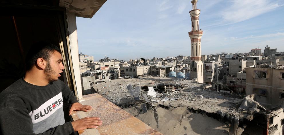 The site of an Israeli strike on a mosque in Rafah. Photo: Reuters