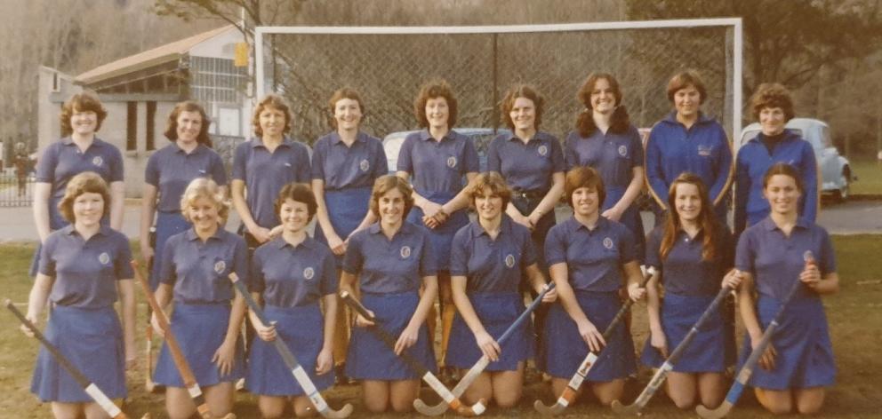 Representing the Otago under-21 side in 1978 are (back row fourth from left) Robyn Hickley and...