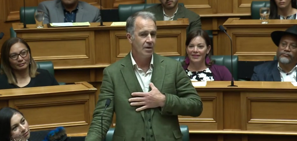 Scott Willis gave his maiden speech as a Green MP yesterday. Image: Parliament TV