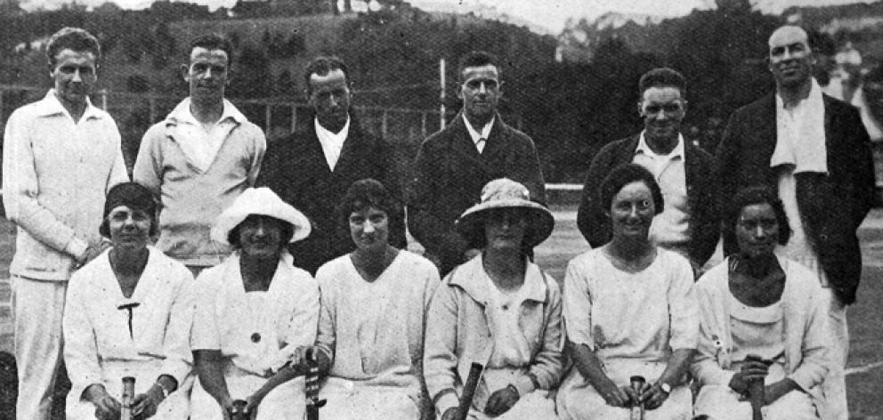 The Otago tennis team (from left, back row) Messrs Guy, Boddy, Bray, Black, McDougall, Clark ...