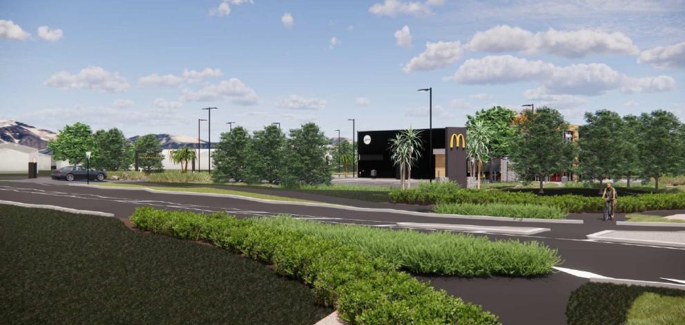 The proposed McDonald’s restaurant at 237 Wanaka-Luggate Highway, in the shadow of Mt Iron. IMAGE...