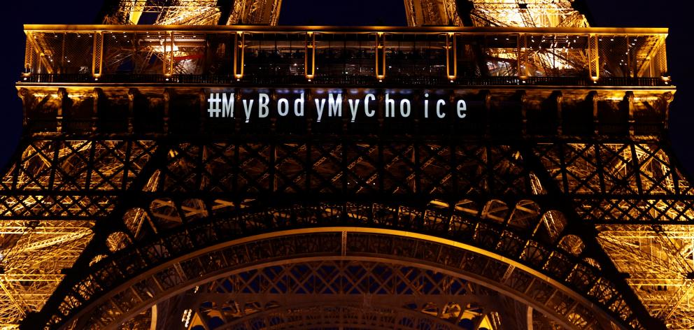 In the capital Paris, a pro-choice message was displayed on the Eiffel Tower. Photo: Reuters 