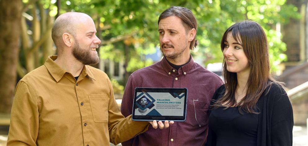 Talking Masculinities Project researchers (from left) Dr Luc Cousineau, Dr Kris Taylor and...