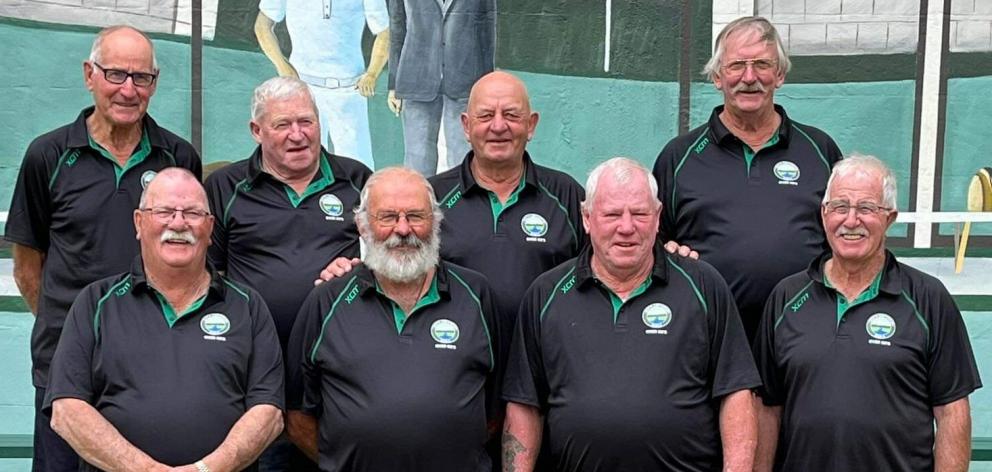 The South Canterbury bowlers who won the men’s over-60s event are (back, from left) Barry Black,...