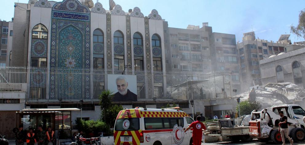 The Iranian embassy in Damascus after a suspected Israeli missile strike on Syria. PHOTO: REUTERS