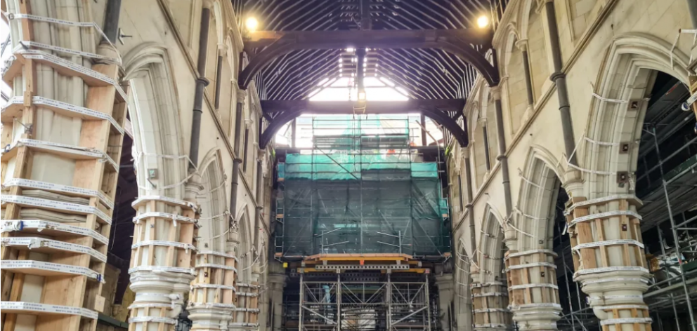 The interior of the cathedral after the completion of the first phase of the rebuild in March...