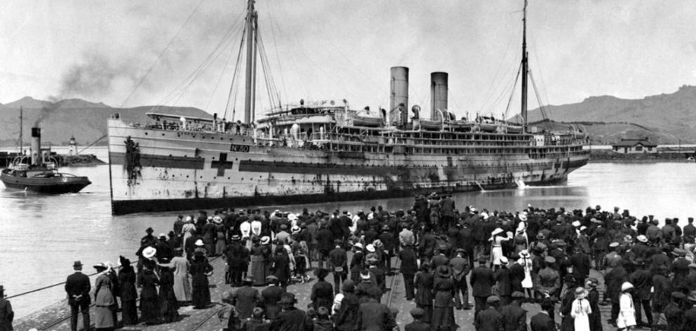 The Maheno in Lyttelton, 1917. PHOTO: NZ HISTORY