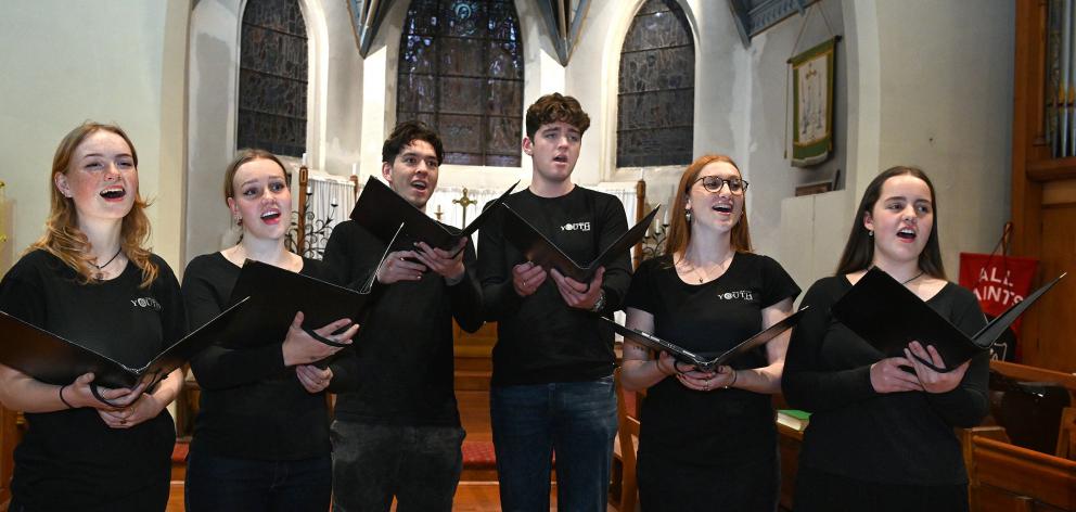 Rehearsing at All Saints’ Church, North Dunedin, are Dunedin members of the New Zealand Youth...