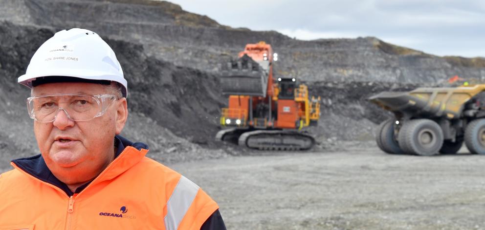 Shane Jones officiated at the opening of Macraes' new electric shovel last month. PHOTO: STEPHEN...