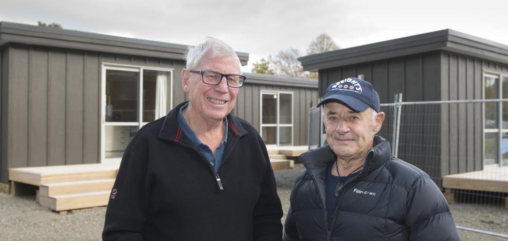Celebrating the planned removal of the controversial Taylor Park cabins yesterday are Milton...