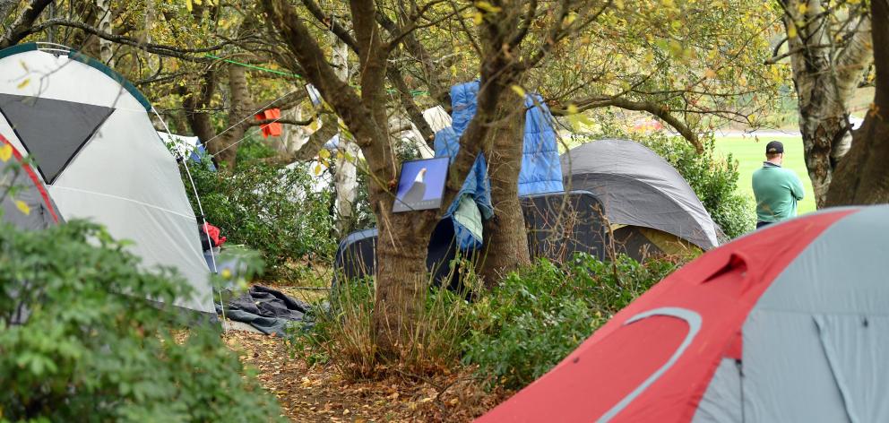 A community of homeless people are living in tents on road reserve beside the Oval. PHOTO:...