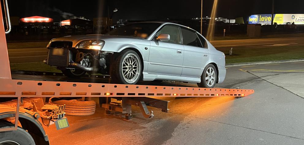 One of the vehicles impounded during a "skid meet" in Christchurch last night. Photo: NZ Police