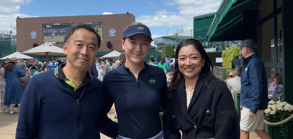 Millbrook owner Gota Ishii and his sister Yuki, right, with Lulu Sun before her history-making...