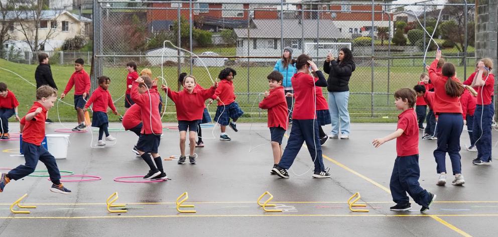 Rosebank School exercised together for Jumping June. PHOTO: KELLIE GREGORY