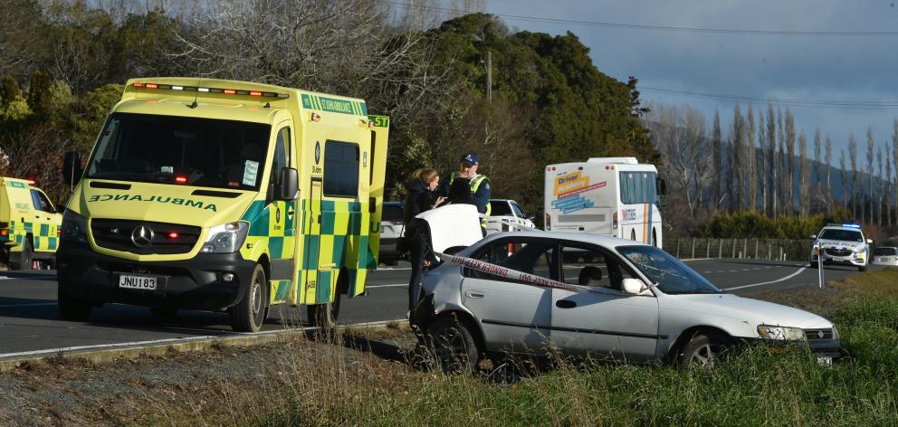 Emergency services attend a crash at the intersection of State Highway 1 and Limeworks Rd in...