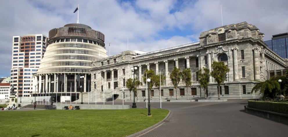 Parliament Buildings, from left, Bowen House, the Beehive, and Parliament House. PHOTO: NZ HERALD