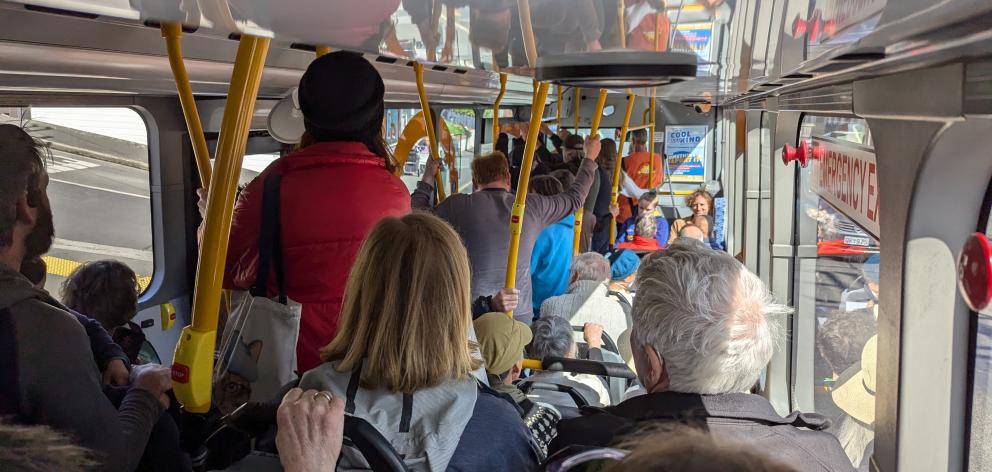 A packed bus on the way to the march. Photo: Supplied