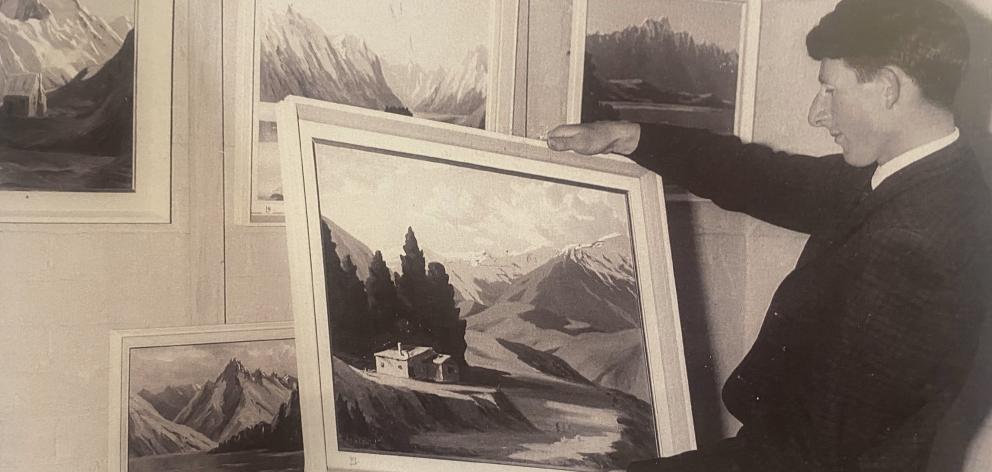 Andrew Trotter in 1967, admiring artwork at his first exhibition at Scott’s Art Furnisher in...