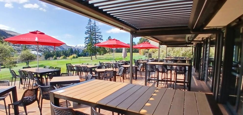 The Queenstown Golf Club clubhouse’s enlarged deck is a major feature of its makeover. PHOTO:...
