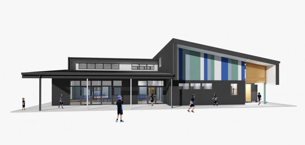 The proposed design for Andersons Bay School's new two-classroom and hall block. IMAGE: SUPPLIED


