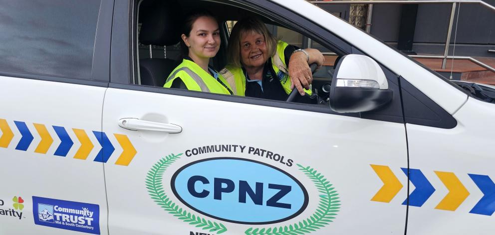 Timaru Community Patrol volunteers Hayleigh Muir (left) and Trish Andrews get ready to head out...